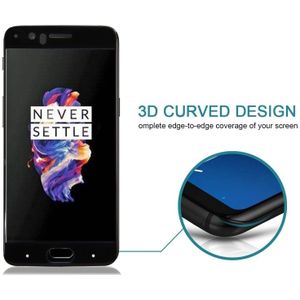 For OnePlus 5 0.3mm 9H Surface Hardness 3D Curved Silk-screen Full Screen Tempered Glass Screen Protector(Black)
