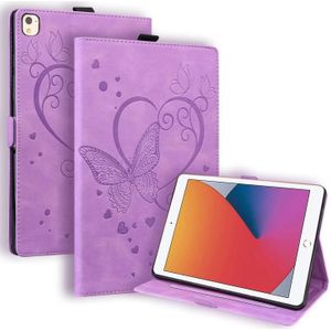 Love Butterfly Pattern Horizontal Flip Leather Case with Holder & Sleep / Wake-up Function For iPad 10.2 2021 / 2020 / 2019 / Air (2019) / 10.2 (2020)(Purple)