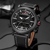 NAVIFORCE 9135 Sport Watch Leather Waterproof Quartz Watches Date LED Analog Clock for Men