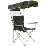 Outdoor Sun Protection Folding Chair Multifunctional Portable Fishing Beach Lounge Chair  With Sunshade Aluminum Folding Chair(Dark Green)