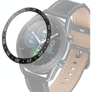 For Samsung Galaxy Watch 3 45mm Smart Watch Steel Bezel Ring  A Version(Black Ring White Letter)