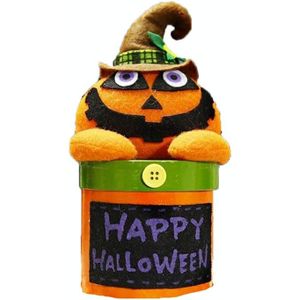 2 PCS Halloween Candy Jar Gift Box Shopping Mall Kindergarten Decoration  Style:Round Box(Pumpkin)