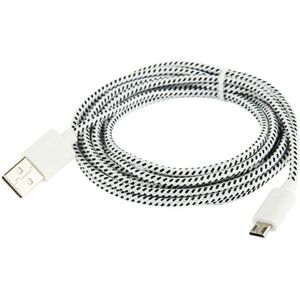 Nylon Netting Style Micro 5 Pin USB Data Transfer / Charge Cable for Galaxy S IV / i9500 / S III / i9300 / Note II / N7100 / Nokia / HTC / Blackberry / Sony  Length: 3m(White)
