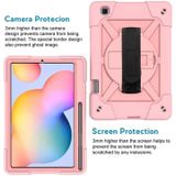 For Samsung Galaxy Tab S6 Lite P610 Contrast Color Robot Shockproof Silicon + PC Protective Case with Holder & Pen Slot(Rose Gold)