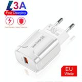 LZ-023 18W QC 3.0 USB Portable Travel Charger + 3A USB to 8 Pin Data Cable  EU Plug(White)