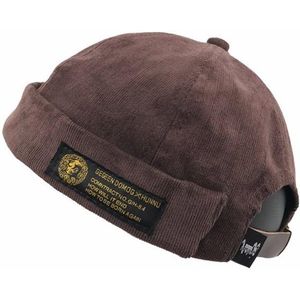 A16 Fall and Winter Corduroy Short Retro Beanie for Men and Women  Size:One Size(Brown)