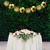 Hollow Flowers Leaves Wall Applique String Decoration Wedding Birthday Party Holiday Decoration  Style:Section B Solid Flower(Gold)
