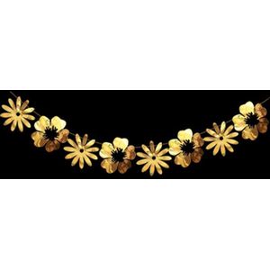 Hollow Flowers Leaves Wall Applique String Decoration Wedding Birthday Party Holiday Decoration  Style:Section B Solid Flower(Gold)