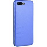 For OnePlus 5 Carbon Fiber Texture Magnetic Horizontal Flip TPU + PC + PU Leather Case with Card Slot(Blue)