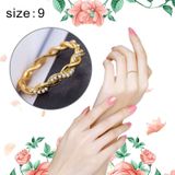 Simple Stylish Ladies Full Rhinestone Twist Modelling Ring(Gold US Size:9)