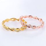 Simple Stylish Ladies Full Rhinestone Twist Modelling Ring(Gold US Size:9)