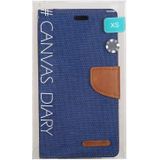 KWIK GOOSPERY CANVAS dagboek denim textuur horizontale Flip lederen case voor iPhone XS/X  met houder & kaartsleuven & portemonnee (blauw)