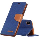 KWIK GOOSPERY CANVAS dagboek denim textuur horizontale Flip lederen case voor iPhone XS/X  met houder & kaartsleuven & portemonnee (blauw)