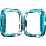 For Fitbit versa 2 PC Double-row Diamond-encrusted Protective Shell(Rock teal)