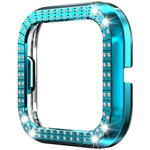 For Fitbit versa 2 PC Double-row Diamond-encrusted Protective Shell(Rock teal)