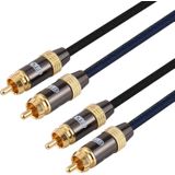 EMK 2 x RCA Male to 2 x RCA Male Gold Plated Connector Nylon Braid Coaxial Audio Cable for TV / Amplifier / Home Theater / DVD  Cable Length:1.5m(Black)