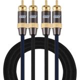 EMK 2 x RCA Male to 2 x RCA Male Gold Plated Connector Nylon Braid Coaxial Audio Cable for TV / Amplifier / Home Theater / DVD  Cable Length:1.5m(Black)