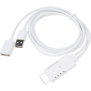 USB Male + USB 2.0 Female to HDMI Phone to HDTV Adapter Cable  For iPhone / Galaxy / Huawei / Xiaomi / LG / LeTV / Google and Other Smart Phones(White)