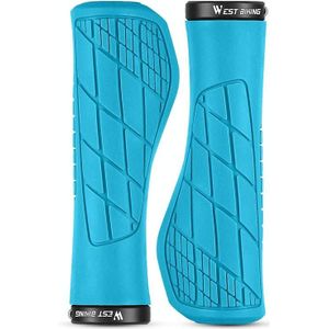 1 Pair WEST BIKING YP0804060 Bicycle Grips Mountain Bike Non-Slip Rubber Grips(Blue)