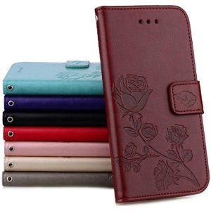 Fro iPhone 8 & 7 rozen bloemen patroon Flip lederen hoes gedrukt met houder & Card Slots & portefeuille (bruin)