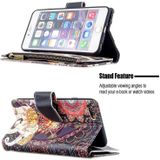 For iPhone 6s Plus & 6 Plus Colored Drawing Pattern Zipper Horizontal Flip Leather Case with Holder & Card Slots & Wallet(Flower Elephants)