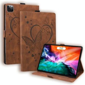 Love Butterfly Pattern Horizontal Flip Leather Case with Holder & Sleep / Wake-up Function For iPad Pro 11 (2018) / Air (2020) / Pro (2021)(Brown)