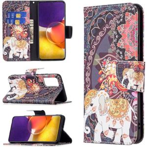 For Samsung Galaxy A82 5G Colored Drawing Horizontal Flip Leather Case with Holder & Card Slots & Wallet(Flower Elephant)