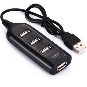 4 Ports USB 2.0 HUB  Cable Length: 30cm(Black)