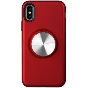 TPU+PC 2 in 1 Shockproof Case with Magnetic Round Car Holder For iPhone XS(Red)