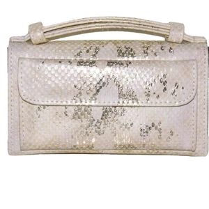 Ladies Snake Sequins Print Wrist Bag Multifunctional Chain One-Shoulder Diagonal Wallet(Rice White)