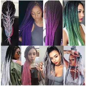 Fashion Color Gradient Individual Braid Wigs Chemical Fiber Big Braids  Length: 60cm(Black+Purple)