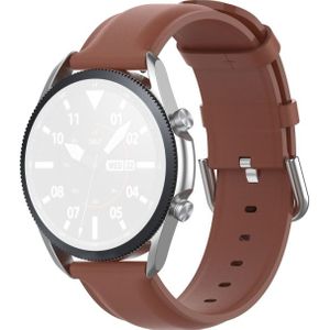 For Galaxy Watch 3 41mm Round Tail Leather Strap  Size: Free Size 20mm(Brown)