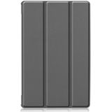 For Lenovo M10 Plus TB-X606F Custer Pattern Pure Color Horizontal Flip Leather Case with Three-folding Holder & Sleep / Wake-up Function(Grey)