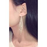 Super Flash Diamond Two-color Tassel Earrings for Women(Gold clip earings)