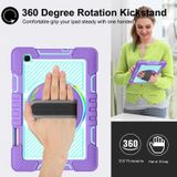 For Samsung Galaxy Tab S6 Lite P610/P615 360 Degree Rotation Contrast Color Shockproof Silicone + PC Case with Holder & Hand Grip Strap & Shoulder Strap(Purple + Mint Green)