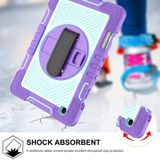 For Samsung Galaxy Tab S6 Lite P610/P615 360 Degree Rotation Contrast Color Shockproof Silicone + PC Case with Holder & Hand Grip Strap & Shoulder Strap(Purple + Mint Green)