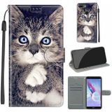 For Honor 9 Lite Voltage Colored Drawing Magnetic Clasp Horizontal Flip PU Leather Case with Holder & Card Slots(C02 Fork Hand White Claw Cat)
