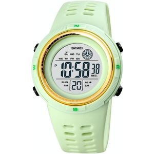 SKMEI 1773 Triplicate Round LED Dual Time Digital Display Colorful Backlight Electronic Watch(Light Green)