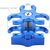 PULUZ Triple Ball Clamp Open Hole Diving Camera Bracket CNC Aluminum Spring Flashlight Clamp for Diving Underwater Photography System(Blue)