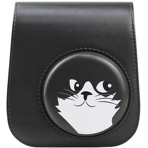 Cartoon Full Body Camera PU Leather Case Bag with Strap for FUJIFILM instax mini 9 / mini 11 / mini 8(Gray Black Kitten)