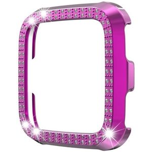 For Fitbit versa / versa lite PC Double-Row Diamond-Encrusted Protective Shell(Purple)