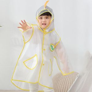 Carton Children Raincoat With Schoolbag Seat Poncho  Size: S(Yellow Dinosaur )