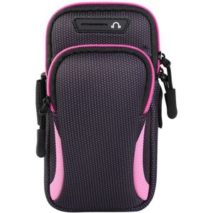 Multi-functional Universal Double Layer Zipper Sport Arm Case Phone Bag with Earphone Hole for 6.6 Inch or Below Smartphones (Pink)