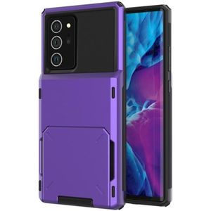 For Samsung Galaxy Note20 Ultra Scratch-Resistant Shockproof Heavy Duty Rugged Armor Protective Case with Card Slot(Purple)