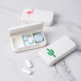 8 PCS Small Portable Moisture-proof Sealed Medicine Box 3 Compartments A Day Medicine Divided(Pineapple)