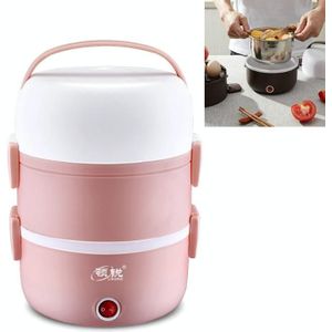 LINGRUI Multi-Function Electric Lunch Box Electric Heating Insulation Cooking Mini Rice Cooker  CN Plug  Specification:Three Layer(Pink)