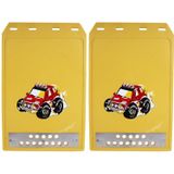 2 PCS WS-003 Premium Heavy Duty Molded Splash Mud Flaps Auto Front and Rear Guards  Small Size  Random Pattern Delivery(Yellow)