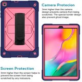 For Galaxy Tab A 10.1 (2019) T510 Contrast Color Silicone + PC Combination Case with Holder(Navy Blue + Rose Red)