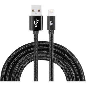 YF-MX04 3m 2.4A MFI Certificated 8 Pin to USB Nylon Weave Style Data Sync Charging Cable For iPhone 11 Pro Max / iPhone 11 Pro / iPhone 11 / iPhone XR / iPhone XS MAX / iPhone X & XS / iPhone 8 & 8 Plus / iPhone 7 & 7 Plus (Black)