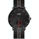 SKMEI 9218 Mannen Horizontaal Gestreepte Arabische Cijfer Dial Mesh Riem Quartz horloge